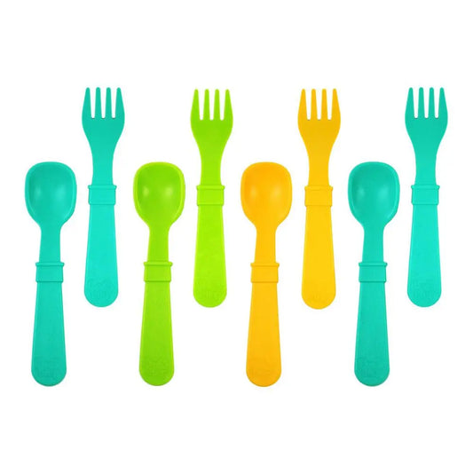 Replay Packaged Spoons & Forks - Green & Orange Replay