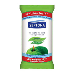 Septona Anti Bacterial Refreshing Wet Wipe Green Apple - Pack of 15