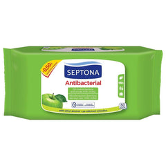 Septona Anti Bacterial Refreshing Wet Wipes Green Apple - Pack of 60