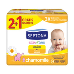 Septona Baby Wipes Chamomile - Pack of 64 Wipes - Buy 2 Get 1 Free