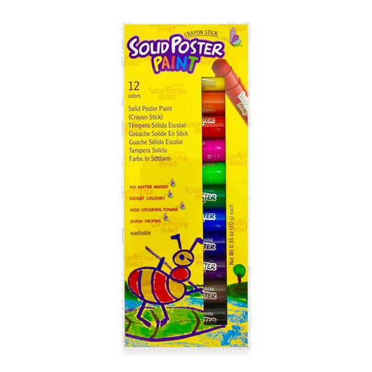 Solid Poster Paint, Crayon Stick 12 Pieces