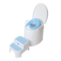 TheKiddoz Squishy Toilet Trainer Seat with Grip and Step Stool - Blue Set