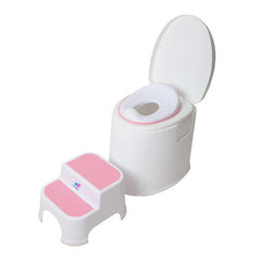 TheKiddoz Toilet Trainer Seat and Step Stool, Pink Set