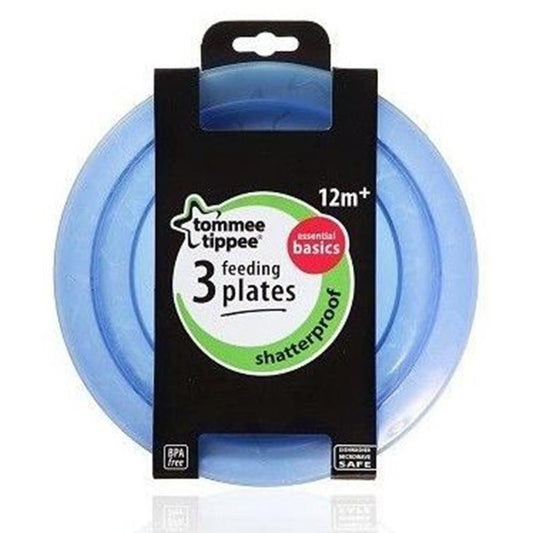 Tommee Tippee Essentials Feeding Plates, pack of 3 - Blue