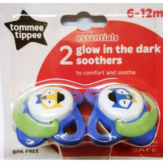 Tommee Tippee Essentials Glow in the Dark Soother,( 6-12 months) , Pack of 2
