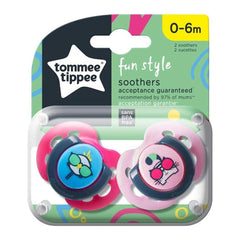 Tommee Tippee Fun Style Soothers - Pack of 2 - Blue and Pink