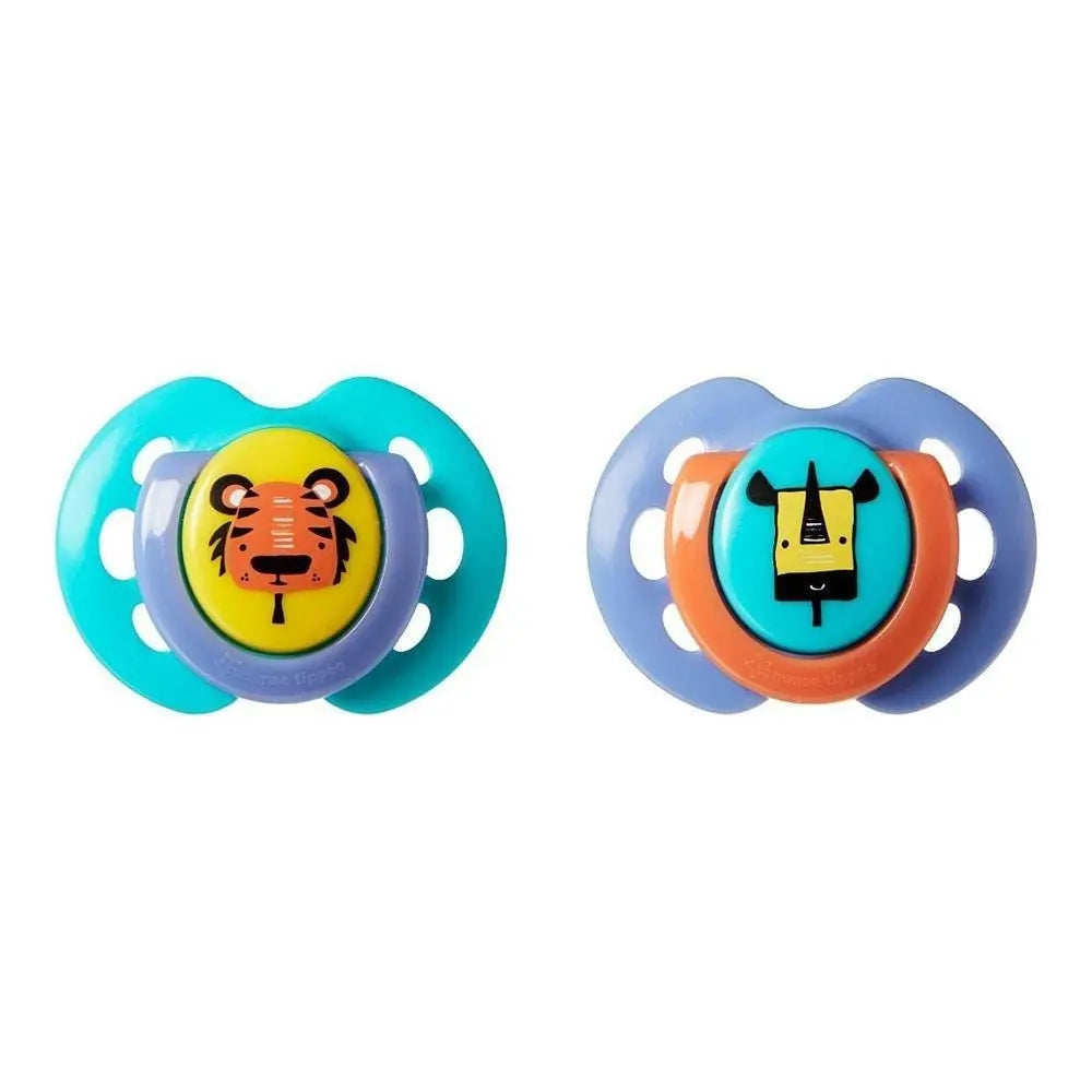 Tommee Tippee Fun Style Soothers :( 0-6 Months ), Pack of 2 - Lion & Rhino Tommee Tippee
