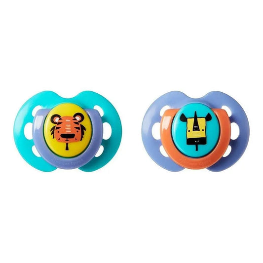 Tommee Tippee Fun Style Soothers :( 0-6 Months ), Pack of 2 - Lion & Rhino Tommee Tippee