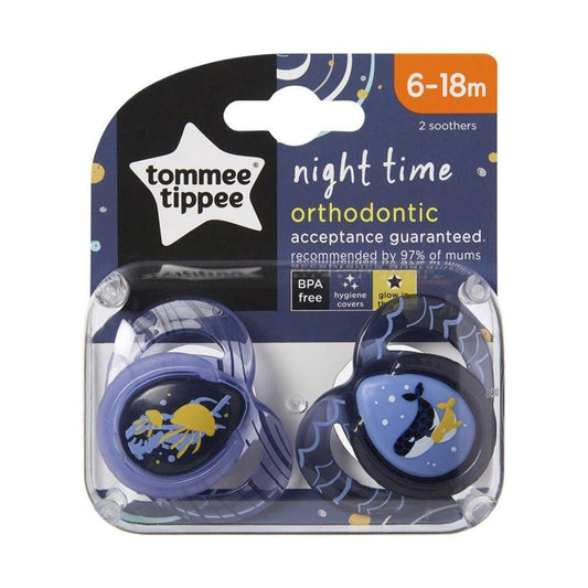 Tommee Tippee Night Soother (6-18 Months) - Pack of 2 - Blue