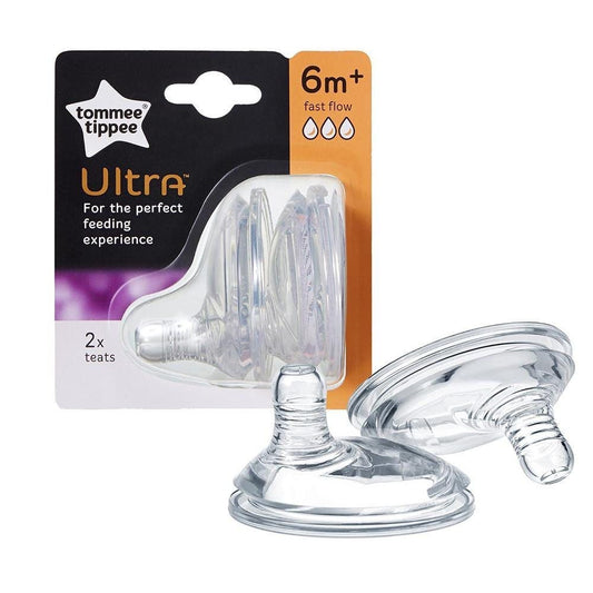 Tommee Tippee Ultra Fast Flow Nipples,  (Age:6 Months ), Pack of 2