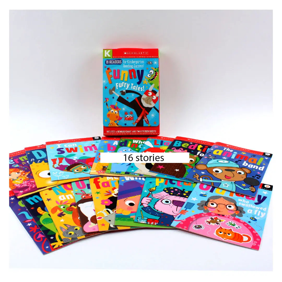 Scholastic Early Learners: Funny Furry Tales Kindergarten A-D Reader Box Set (includes 16 story books) Scholastic