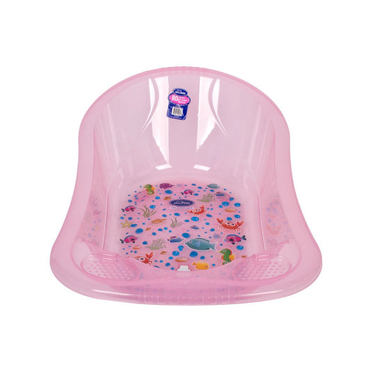 Sevi Bebe Patterned Transpared Baby Bathtub With Drain Plug - Pink