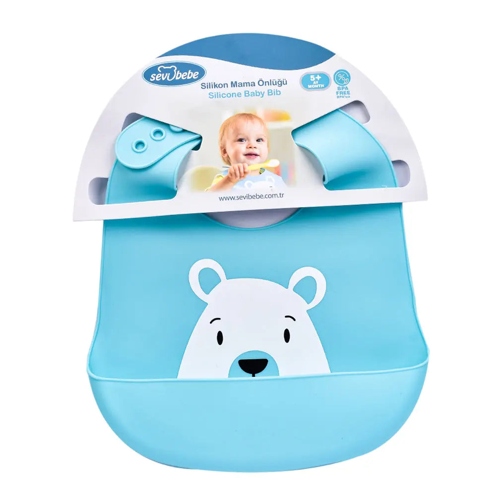 Sevi Bebe Silicone Baby Bear bib - Blue Sevi Bebe