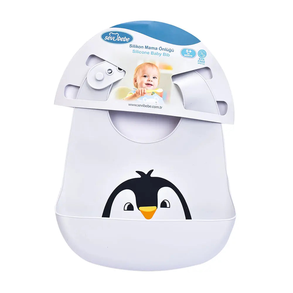 Sevi Bebe Silicone Baby Bib Penguin - Grey Sevi Bebe