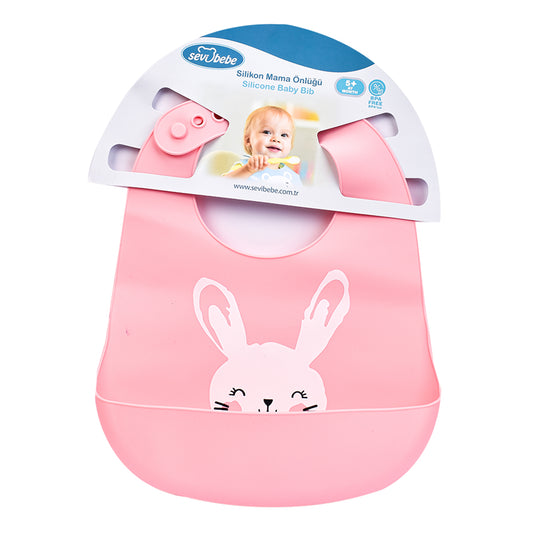 Sevi Bebe Silicone Baby Bib Rabbit - Pink