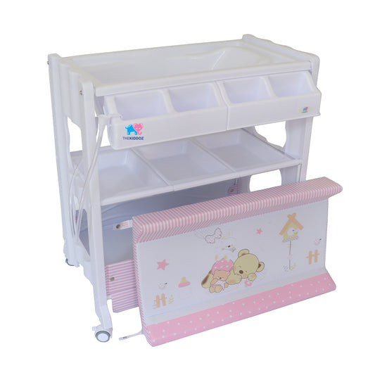 TheKiddoz 2 in 1 Changing Table with Bathtub - Pink Design