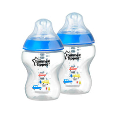 Tommee Tippee Closer to Nature Easi-Vent Decorative Feeding Bottle (260Ml), Pack of 2, Blue