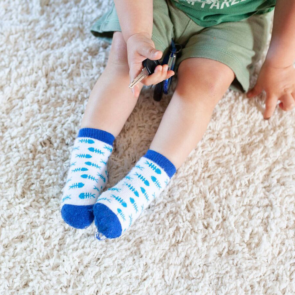 Zoocchini Baby Terry Sock Set Sherman the Shark - عبوة من 3 قطع ، مقاس 0-24 شهرًا