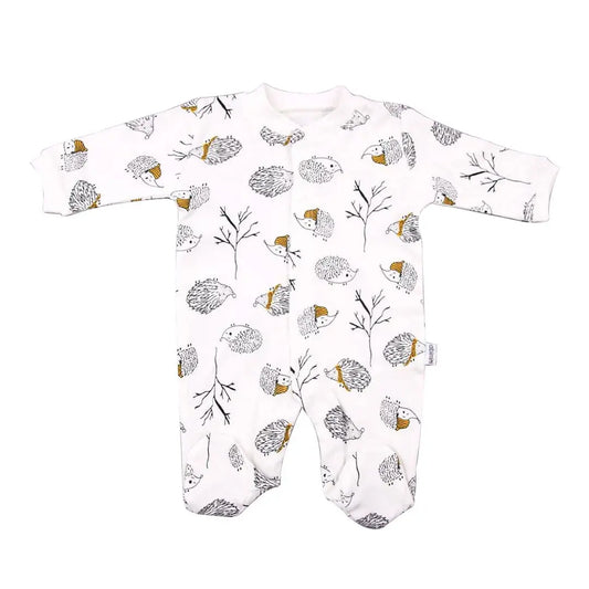 Albimini Overall Hedgehog Patterned Front Open Booties White Albimini