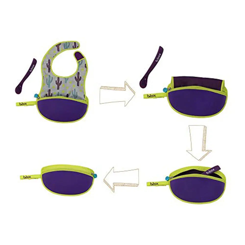 B.Box Travel Bib + Spoon -  Cactus Capers B.Box
