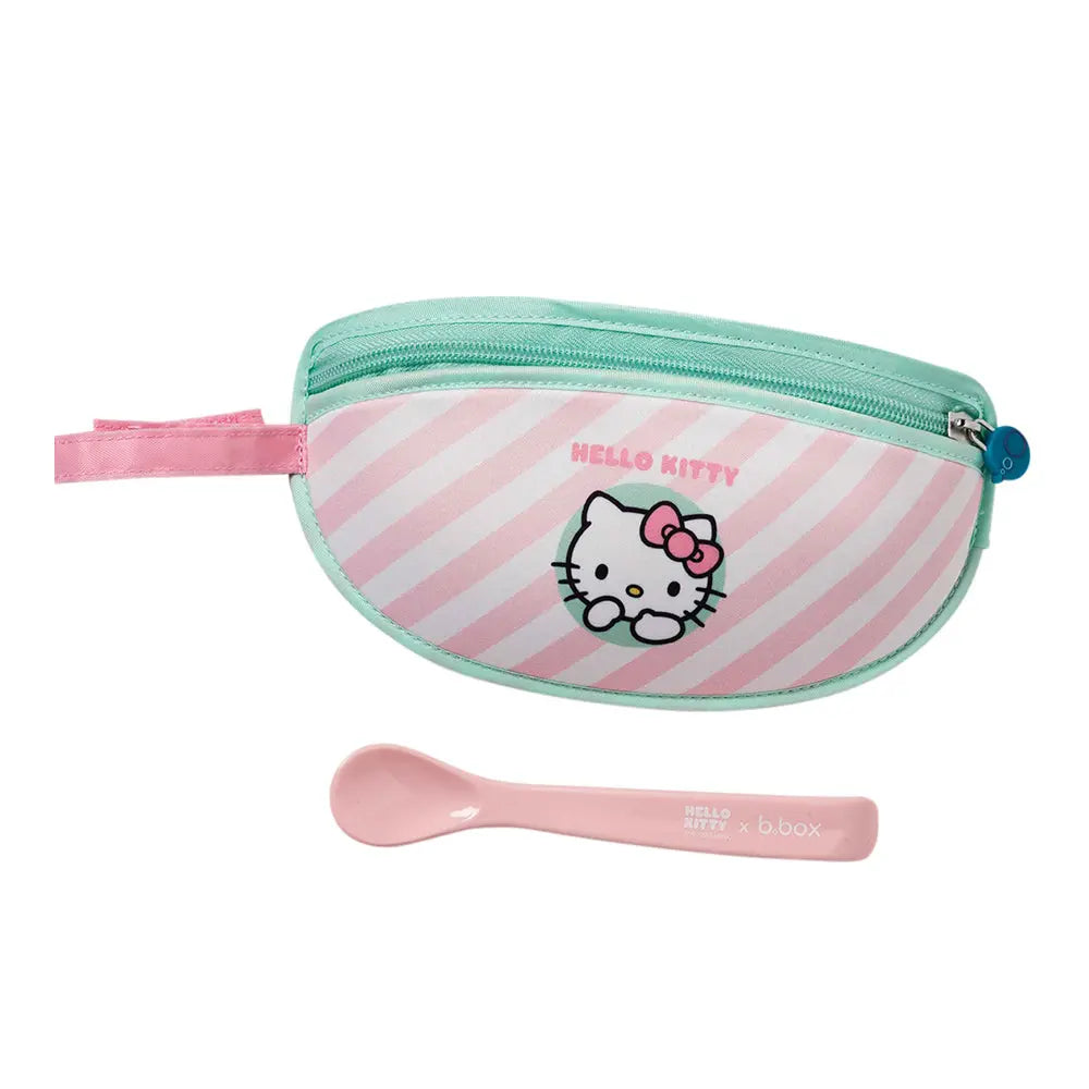 B.Box Hello Kitty Travel Bib + Spoon -  Candy Floss B.Box