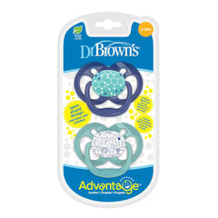 Dr Browns Advantage Pacifier - Stage 2 : (6-18 Months) , Blue Chemistry, 2-Pack